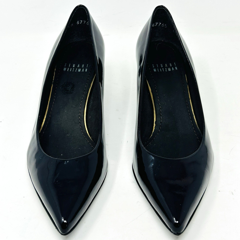 Stuart Weitzman Power Pumps Dark Brown Patent Leather Kitten Heels 6.5 Classic - Picture 11 of 14